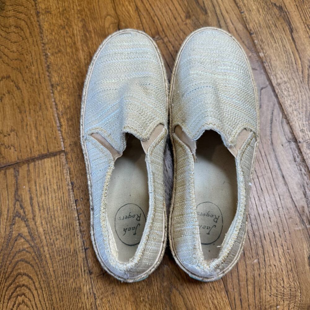 Jack Rogers Tucker Gold Tan Slip On Sneaker Shoe Espadrille Women's Size 6 - Picture 6 of 7